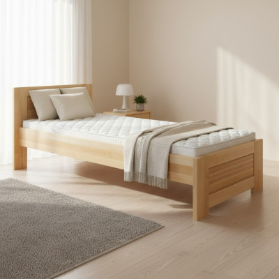 Lit en bois Lit en vrai bois Chambre Hôtel Style Massif Mobilier Solide Lits