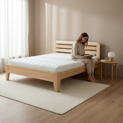 Lit en bois massif 180x200 Lit double Lit en bois massif véritable Lit VollWooden