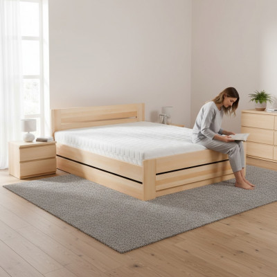 Lit 180x200cm Lits en bois massif Lit double Lit conjugal Mobilier de chambre neuf