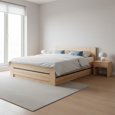 Lit 180x200cm Lits en bois massif Lit double Lit conjugal Mobilier de chambre neuf