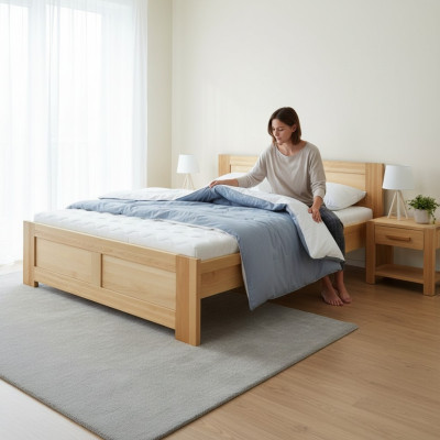 Chambre Lit en bois Vrai lit Lits Hôtel 180x200 Style Mobilier massif