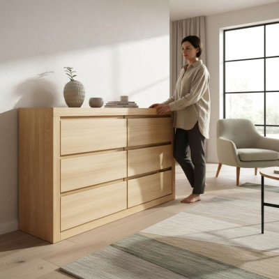 Commode en bois Tiroirs Commode en bois fait main Bois véritable Chambre à coucher Commode neuve