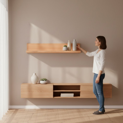 Étagère étagère à livres en pin massif naturel neuf, fait main, étagères de rangement de bureau au sol