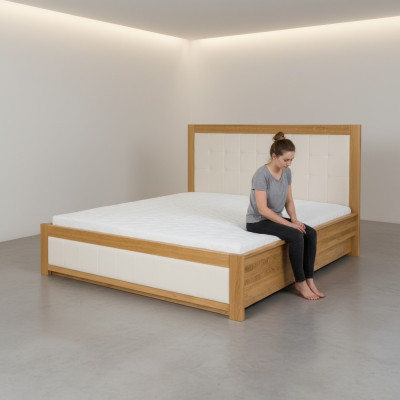 Lit en bois massif Double Lits de mariage Hêtre Meubles de chambre à coucher Bois neuf 180x200cm
