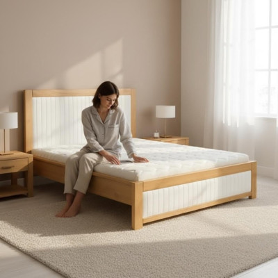 Lit en bois massif Lit double Lits de mariage Hêtre Mobilier de chambre Bois 180x200cm neuf