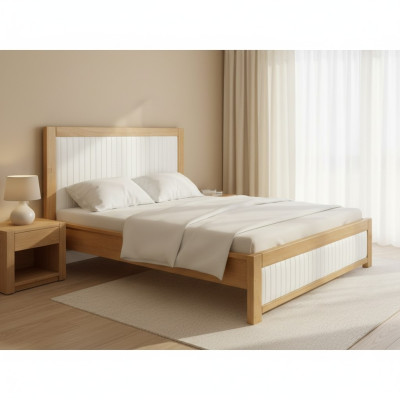 Lit en bois massif Lit double Lits de mariage Hêtre Mobilier de chambre Bois 180x200cm neuf