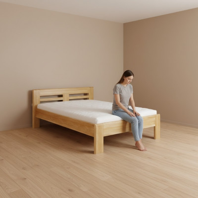 Lit en bois Lit en bois massif Lits Chambre Hôtel 180x200 Style Meubles en bois massif