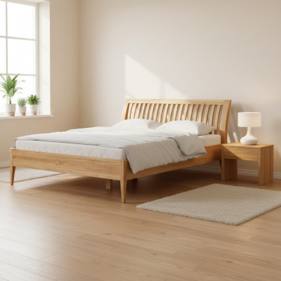 Lit en bois Lit Lit double Bois massif Chambre à coucher Hôtel Lits 180x200cm Chêne neuf