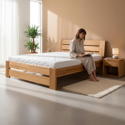 Chambre Lit en bois Vrai lit Lits Hôtel Style de maison de campagne Meubles solides
