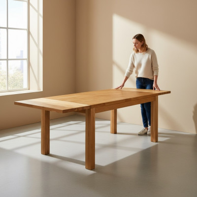 Table en bois massif véritable 180x90cm Tables de salle à manger Table en bois massif de chêne Meubles