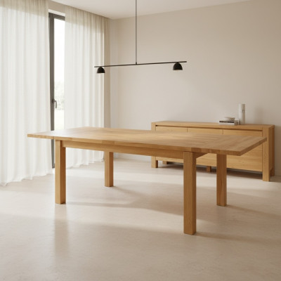 Table en bois massif véritable 180x90cm Tables de salle à manger Table en bois massif de chêne Meubles