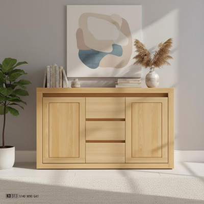 Buffet Commode En bois massif Armoire Armoires En bois massif Chêne 140x90cm Commodes