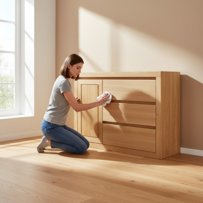 Landhfrom  Kommode Massivholz Kleiderschrank Schränke Echtholz Eiche 140x90cm Schubladen