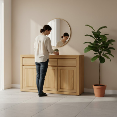 Commode design en bois massif Armoires commodes Armoires Armoires en bois massif Chêne 140x90cm