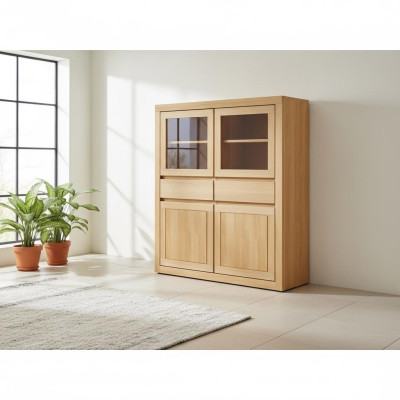 Commode en bois faite à la main Buffet Commode en bois massif Étagère de salon