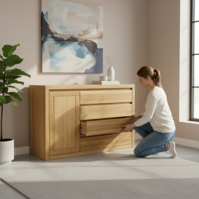 Bahut Commode Bois massif Armoires Bois massif 140x90cm Commodes Armoire Chêne
