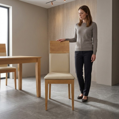 Chaise de salle à manger 1 place Fauteuil en bois de luxe fait main Chaise de salle à manger