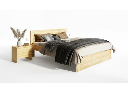 Chambre à coucher 3 pièces. Ensemble lit en bois massif avec 2 tables de chevet 180x200cm Bois massif