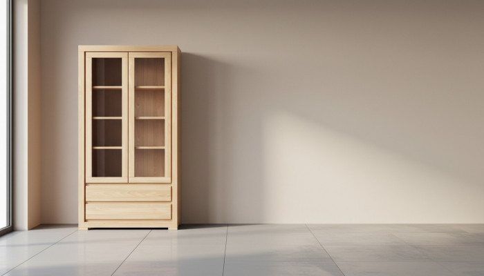 Vitrine en bois Armoire de salle de séjour en bois massif Armoire en bois Armoires en bois Vitrines en verre Nouveau