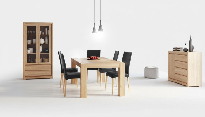 Ensemble de salle à manger en bois massif, table en bois massif + 6 chaises, ensemble de salle à manger en bois massif.