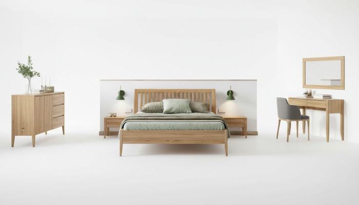 Chambre Lit en bois Lits en vrai bois Hôtel 180x200 Style Mobilier massif
