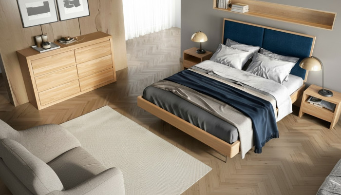 Ensemble de chambre à coucher 4 pièces. Ensemble Lit 2x Tables de chevet Commode Bois massif Suite neuve
