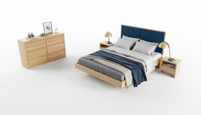 Ensemble de chambre à coucher 4 pièces. Ensemble Lit 2x Tables de chevet Commode Bois massif Suite neuve
