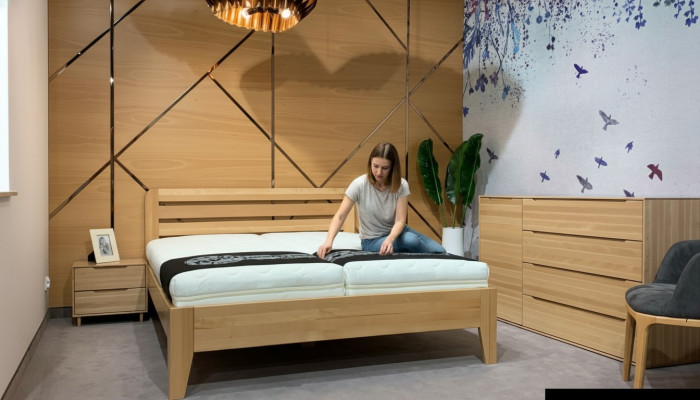 Chambre lit en bois Lit en bois massif Hôtel 180x200 Style Meubles en bois massif Lits