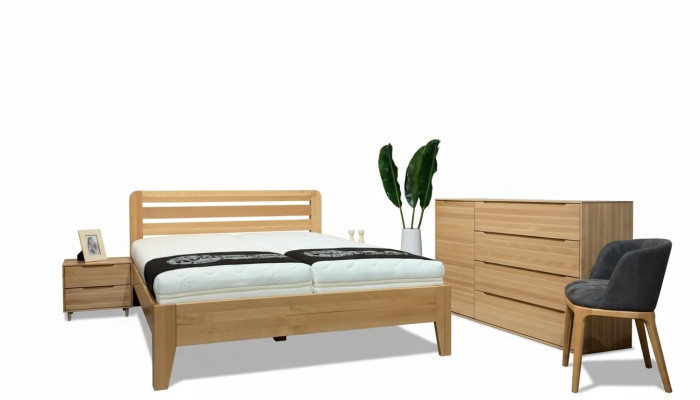 Chambre lit en bois Lit en bois massif Hôtel 180x200 Style Meubles en bois massif Lits