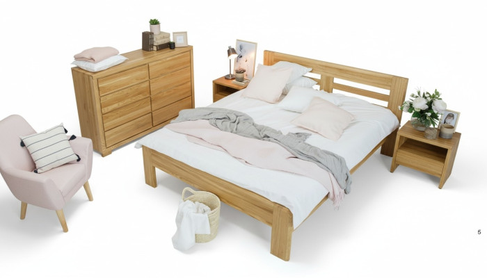 Chambre à coucher Ensemble de meubles Lit Bois massif Tables de chevet 2 lits en bois véritable 3 pièces.
