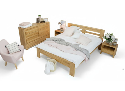 Chambre à coucher Ensemble de meubles Lit Bois massif Tables de chevet 2 lits en bois véritable 3 pièces.