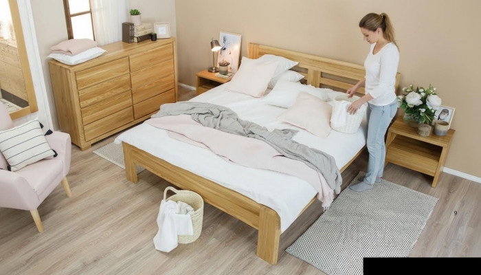Lit en bois massif 180x200 Lit double Hêtre Massif Vrai lit Hozbett VollLit en bois massif neuf