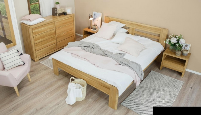 Lit en bois massif 180x200 Lit double Hêtre Massif Vrai lit Hozbett VollLit en bois massif neuf