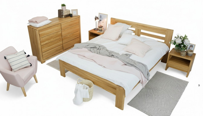 Lit en bois massif 180x200 Lit double Hêtre Massif Vrai lit Hozbett VollLit en bois massif neuf