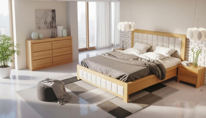 Chambre 3 pièces. Ensemble Lit 2x Table de chevet Console Lits Doubles Hôtel Tapisserie