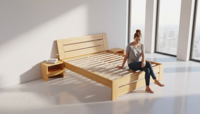 Lit en bois Véritable lits en bois Chambre Hôtel 180x200 Style Meubles massifs