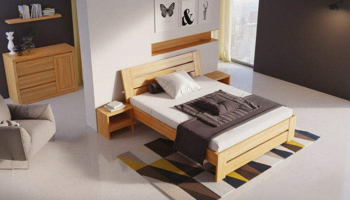 Lit en bois Véritable lits en bois Chambre Hôtel 180x200 Style Meubles massifs