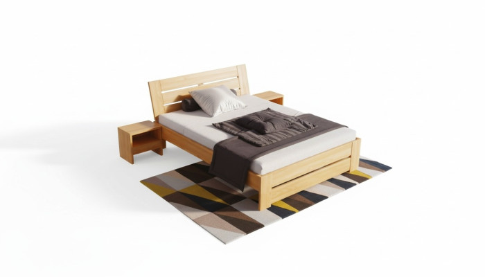 Ensemble de chambre à coucher 5 pièces. Lit 2x Table de chevet + table de maquillage Miroir en bois massif Mobilier neuf