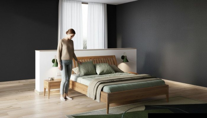Lit double classique en bois de style baroque "Classic s Bed" 180x200 cm pour hôtel, chambre à coucher.