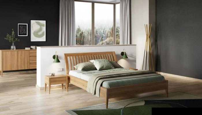 Lit double classique en bois de style baroque "Classic s Bed" 180x200 cm pour hôtel, chambre à coucher.