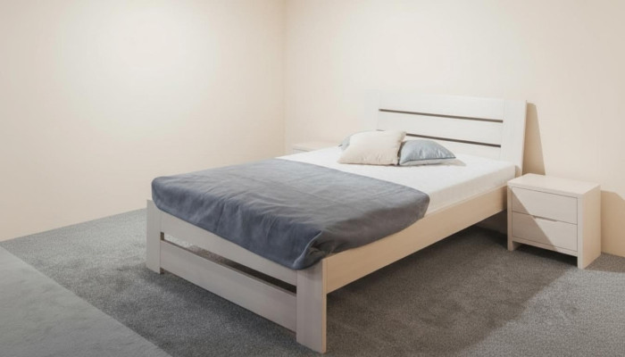 Lit Chambre Complet Ensemble Lits avec 2 Tables de chevet 100x200cm Loft Solid