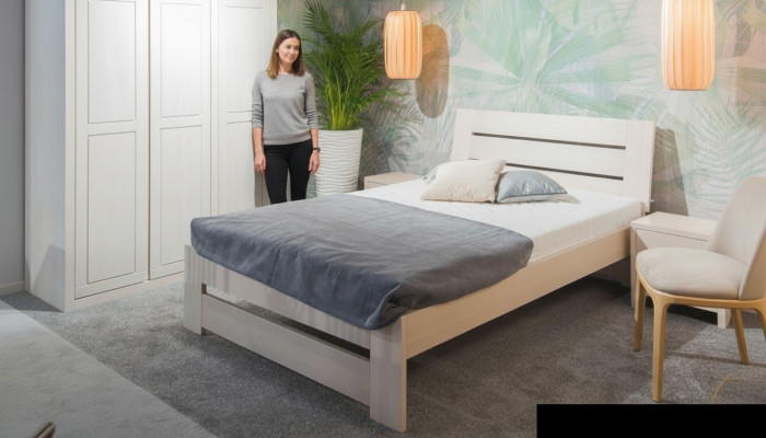 Lit en bois massif Lit Massif de 100x200cm Lit Simple Meubles Solides Meubles Chambre