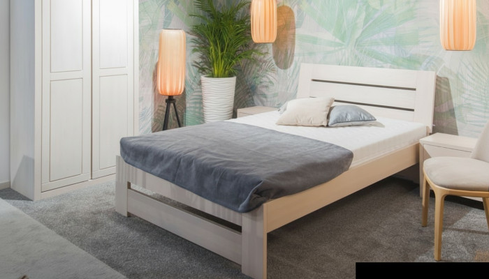 Lit en bois massif Lit Massif de 100x200cm Lit Simple Meubles Solides Meubles Chambre