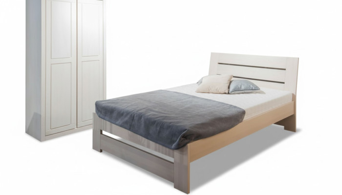 Lit en bois massif Lit Massif de 100x200cm Lit Simple Meubles Solides Meubles Chambre