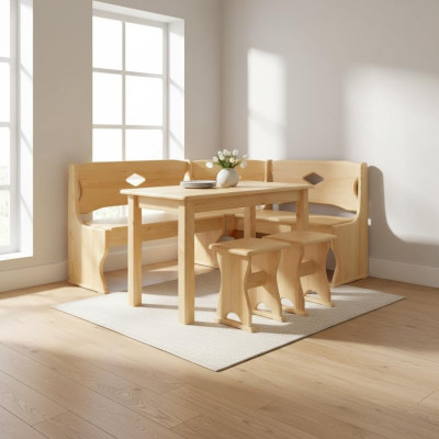 Banquette d'angle en bois banc en bois bancs en bois massif coin repas cuisine siège d'angle meubles en bois massif