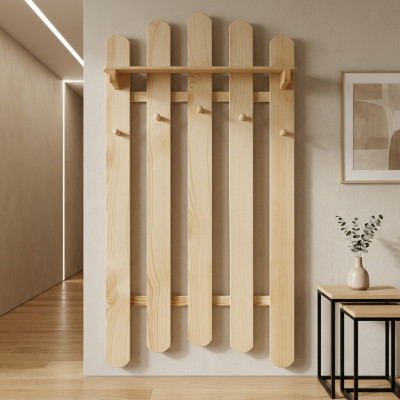 Panéau de garde-robe porte-manteau mural en pin fait main