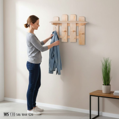 Panneau de garde-robe support mural porte-manteau porte-manteau en bois de pin artisanat