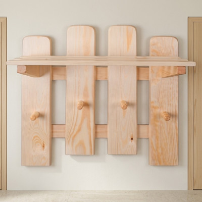 Panneau de garde-robe support mural porte-manteau porte-manteau en bois de pin artisanat