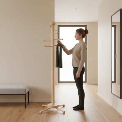 Porte-vestiaire en bois Porte-vestiaire design Portemanteau avec 8 crochets