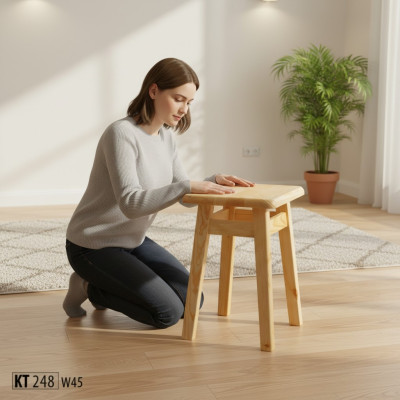 Tabouret en bois massif Table d'appoint Tabouret en bois naturel Chaise de salle à manger